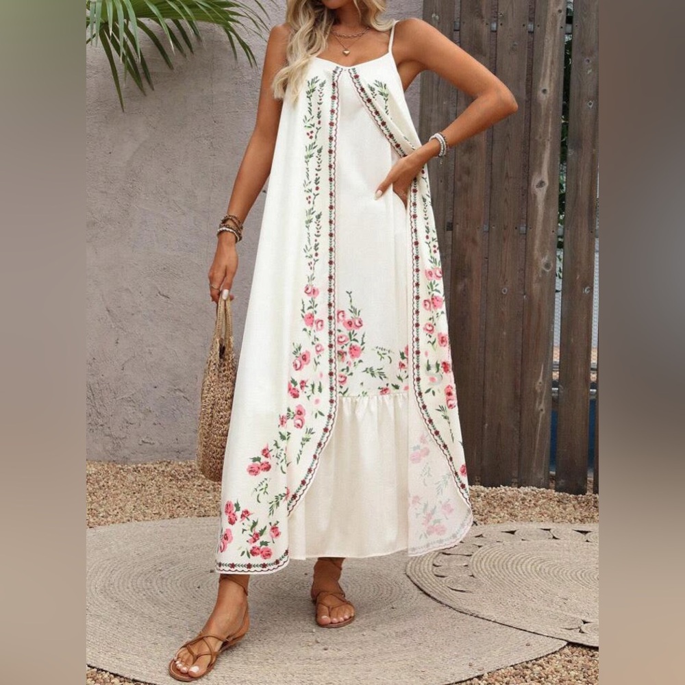 Floral White Maxi Dress
